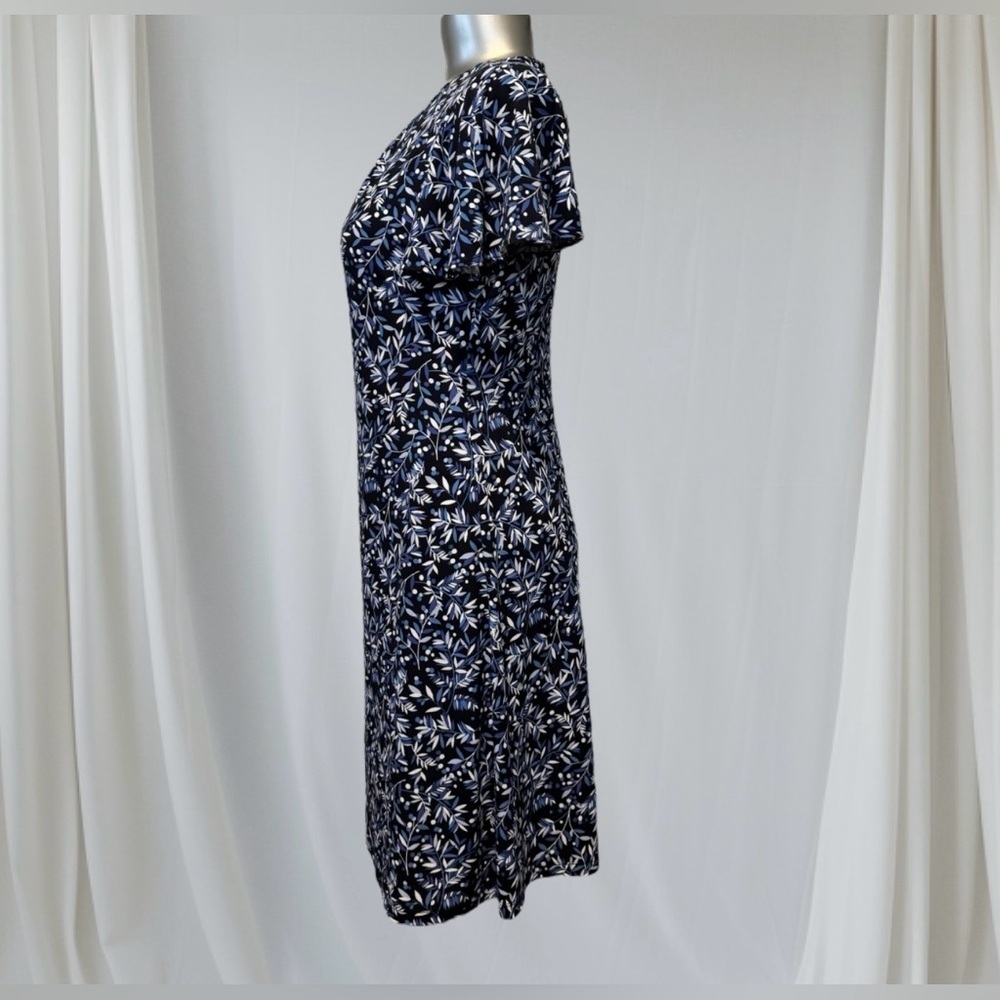 Tommy Hilfiger Blue and White Flutter Sleeve Sheath Dress - Picture 6 of 16